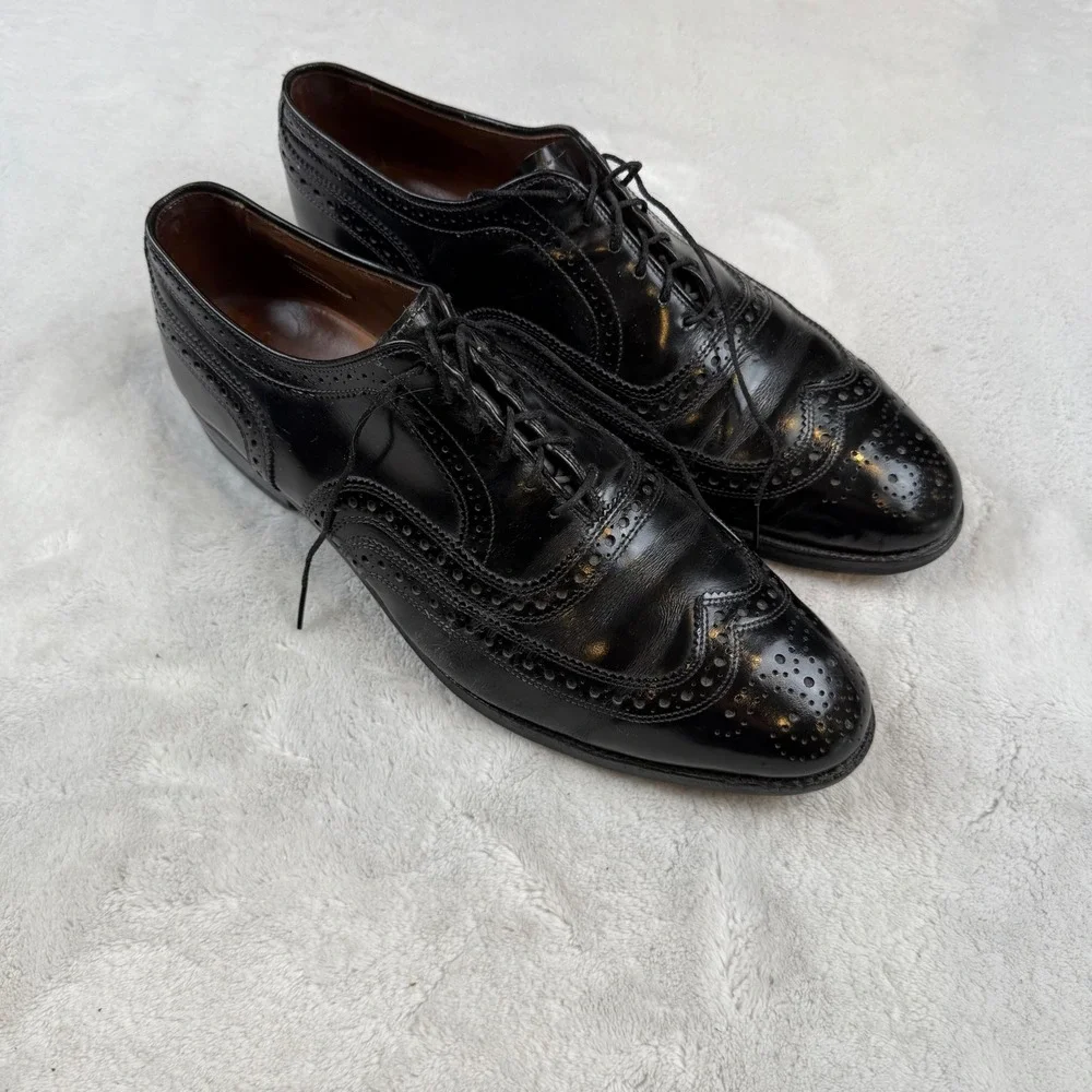 Allen Edmonds McAllister Black Leather Wingtip Oxford Shoes‎ 6215 Mens 9.5 C